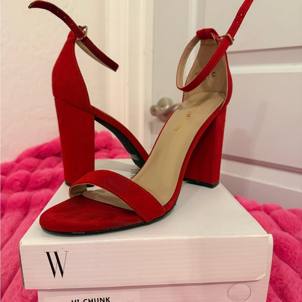 Dream Paris Red Suede High Heel Pumps